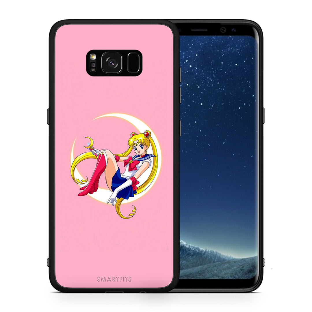 Θήκη Samsung S8 Moon Girl από τη Smartfits με σχέδιο στο πίσω μέρος και μαύρο περίβλημα | Samsung S8 Moon Girl case with colorful back and black bezels