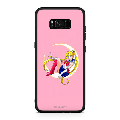 Samsung S8+ Moon Girl θήκη από τη Smartfits με σχέδιο στο πίσω μέρος και μαύρο περίβλημα | Smartphone case with colorful back and black bezels by Smartfits