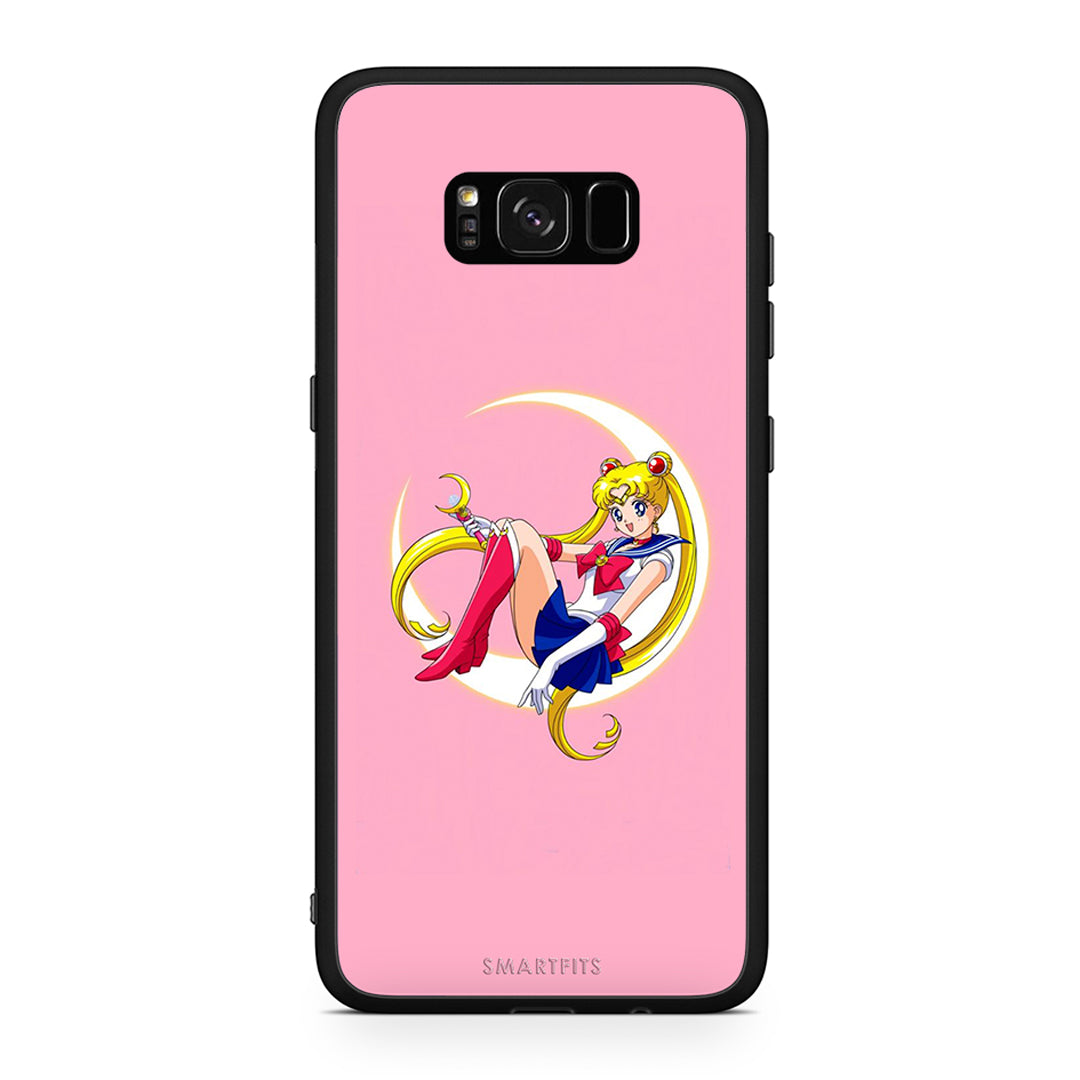 Samsung S8 Moon Girl θήκη από τη Smartfits με σχέδιο στο πίσω μέρος και μαύρο περίβλημα | Smartphone case with colorful back and black bezels by Smartfits