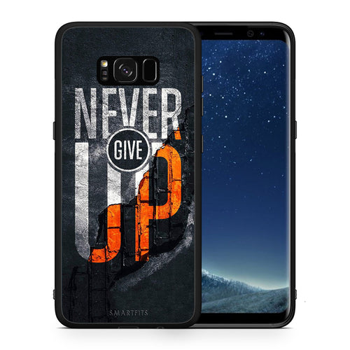 Θήκη Αγίου Βαλεντίνου Samsung S8+ Never Give Up από τη Smartfits με σχέδιο στο πίσω μέρος και μαύρο περίβλημα | Samsung S8+ Never Give Up case with colorful back and black bezels