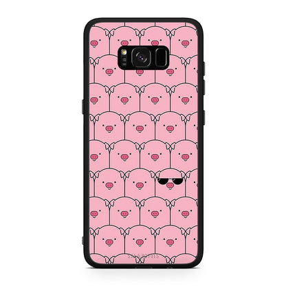 Samsung S8+ Pig Glasses θήκη από τη Smartfits με σχέδιο στο πίσω μέρος και μαύρο περίβλημα | Smartphone case with colorful back and black bezels by Smartfits