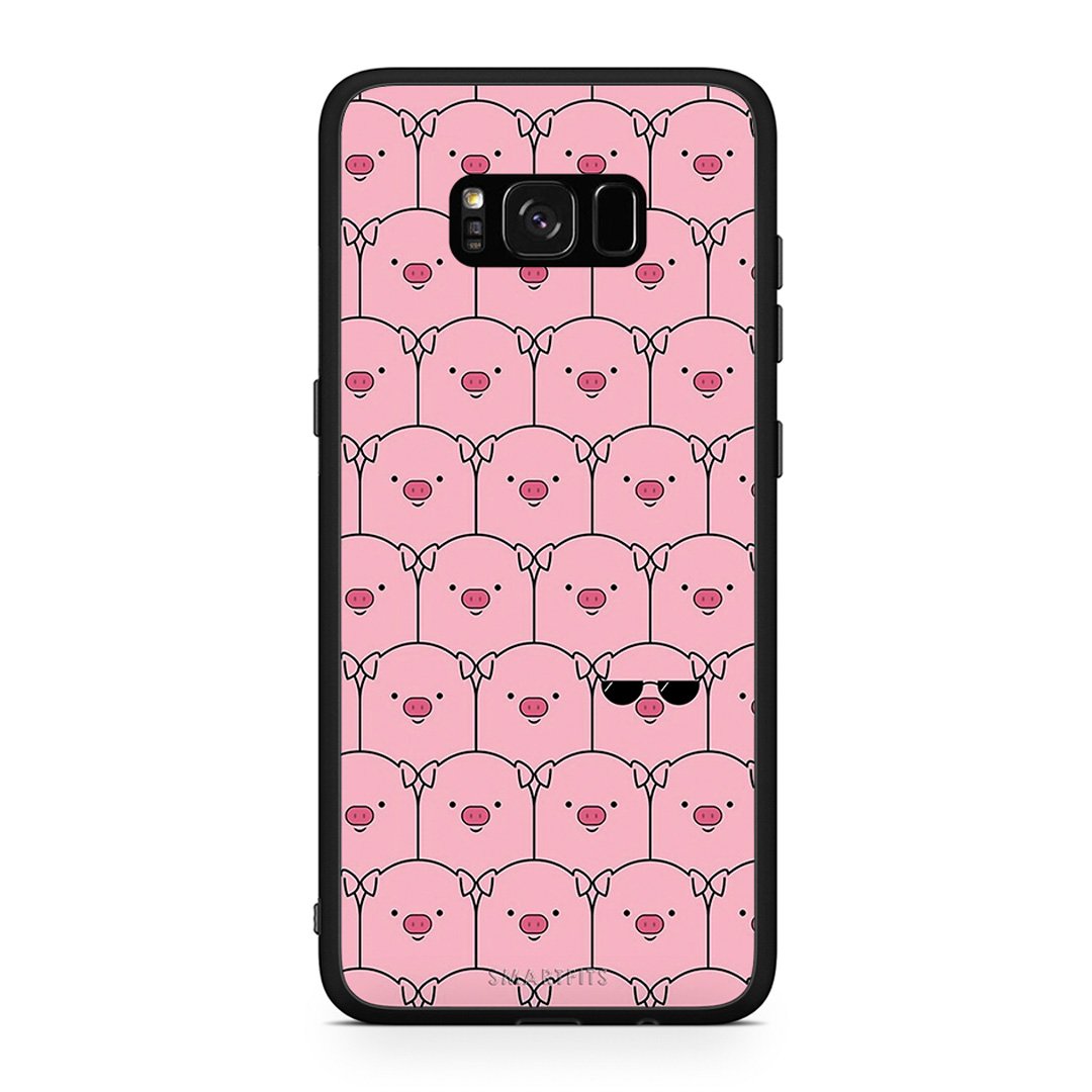 Samsung S8 Pig Glasses θήκη από τη Smartfits με σχέδιο στο πίσω μέρος και μαύρο περίβλημα | Smartphone case with colorful back and black bezels by Smartfits