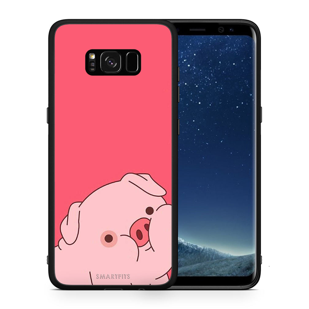 Θήκη Αγίου Βαλεντίνου Samsung S8+ Pig Love 1 από τη Smartfits με σχέδιο στο πίσω μέρος και μαύρο περίβλημα | Samsung S8+ Pig Love 1 case with colorful back and black bezels
