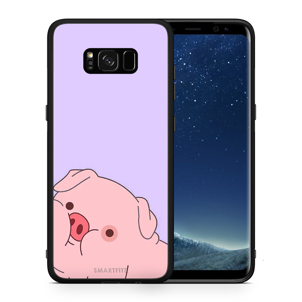 Θήκη Αγίου Βαλεντίνου Samsung S8+ Pig Love 2 από τη Smartfits με σχέδιο στο πίσω μέρος και μαύρο περίβλημα | Samsung S8+ Pig Love 2 case with colorful back and black bezels