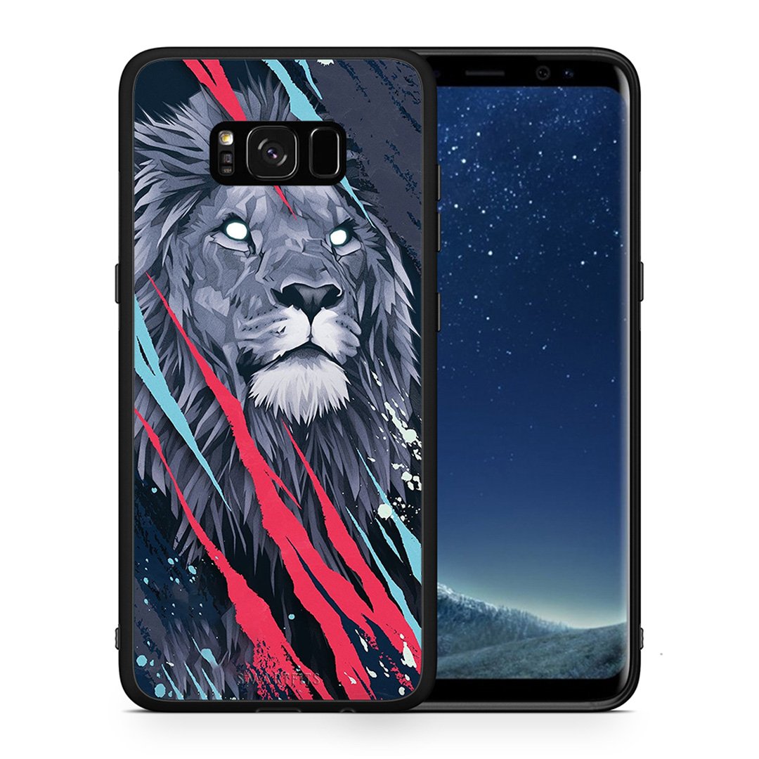 Θήκη Samsung S8 Lion Designer PopArt από τη Smartfits με σχέδιο στο πίσω μέρος και μαύρο περίβλημα | Samsung S8 Lion Designer PopArt case with colorful back and black bezels