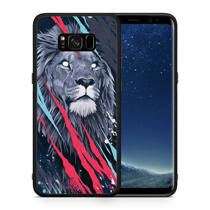 Θήκη Samsung S8 Lion Designer PopArt από τη Smartfits με σχέδιο στο πίσω μέρος και μαύρο περίβλημα | Samsung S8 Lion Designer PopArt case with colorful back and black bezels