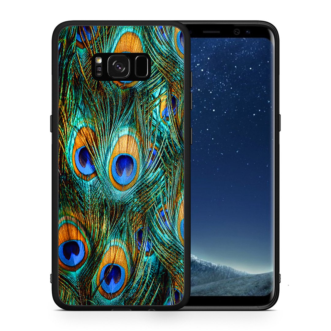 Θήκη Samsung S8+ Real Peacock Feathers από τη Smartfits με σχέδιο στο πίσω μέρος και μαύρο περίβλημα | Samsung S8+ Real Peacock Feathers case with colorful back and black bezels