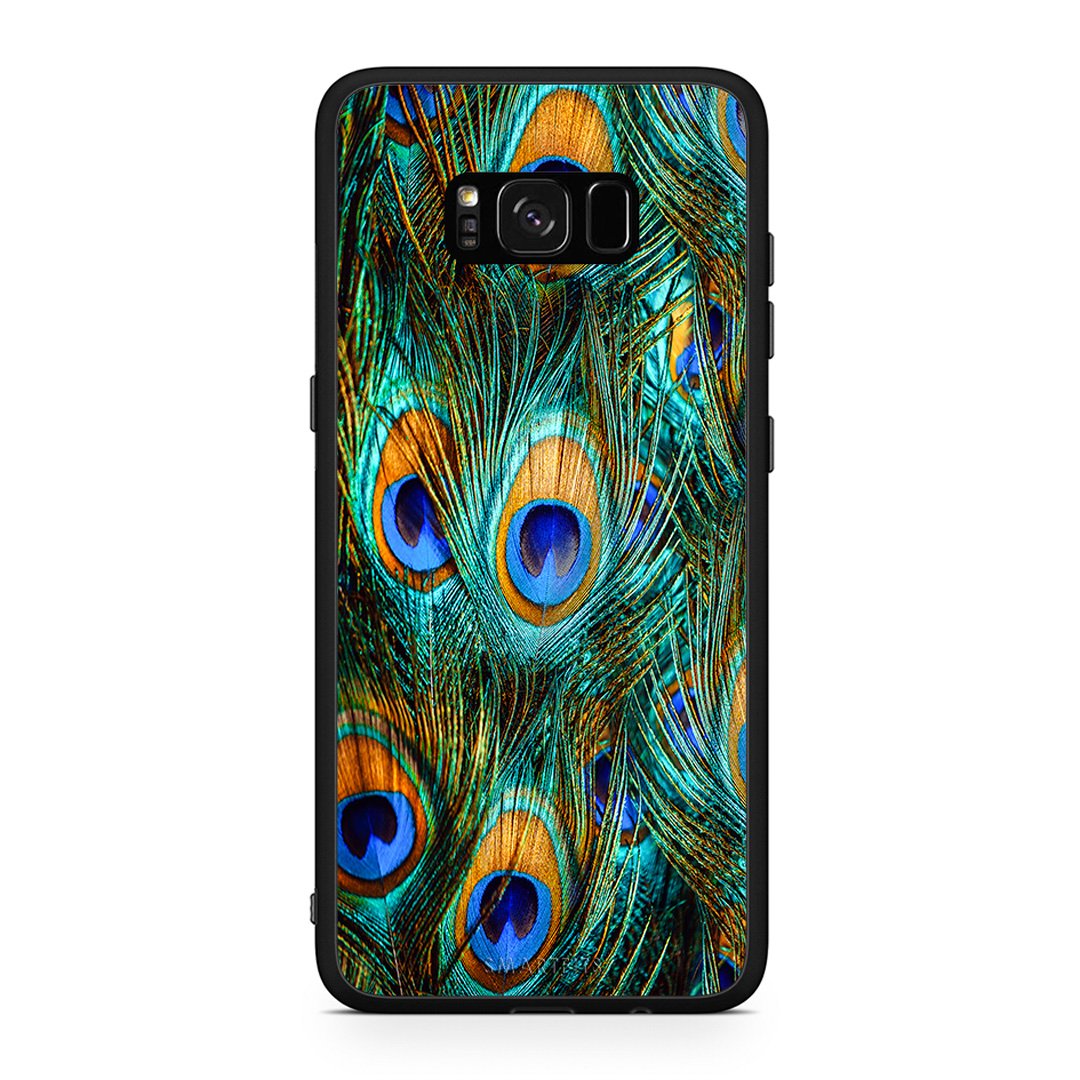 Samsung S8+ Real Peacock Feathers θήκη από τη Smartfits με σχέδιο στο πίσω μέρος και μαύρο περίβλημα | Smartphone case with colorful back and black bezels by Smartfits