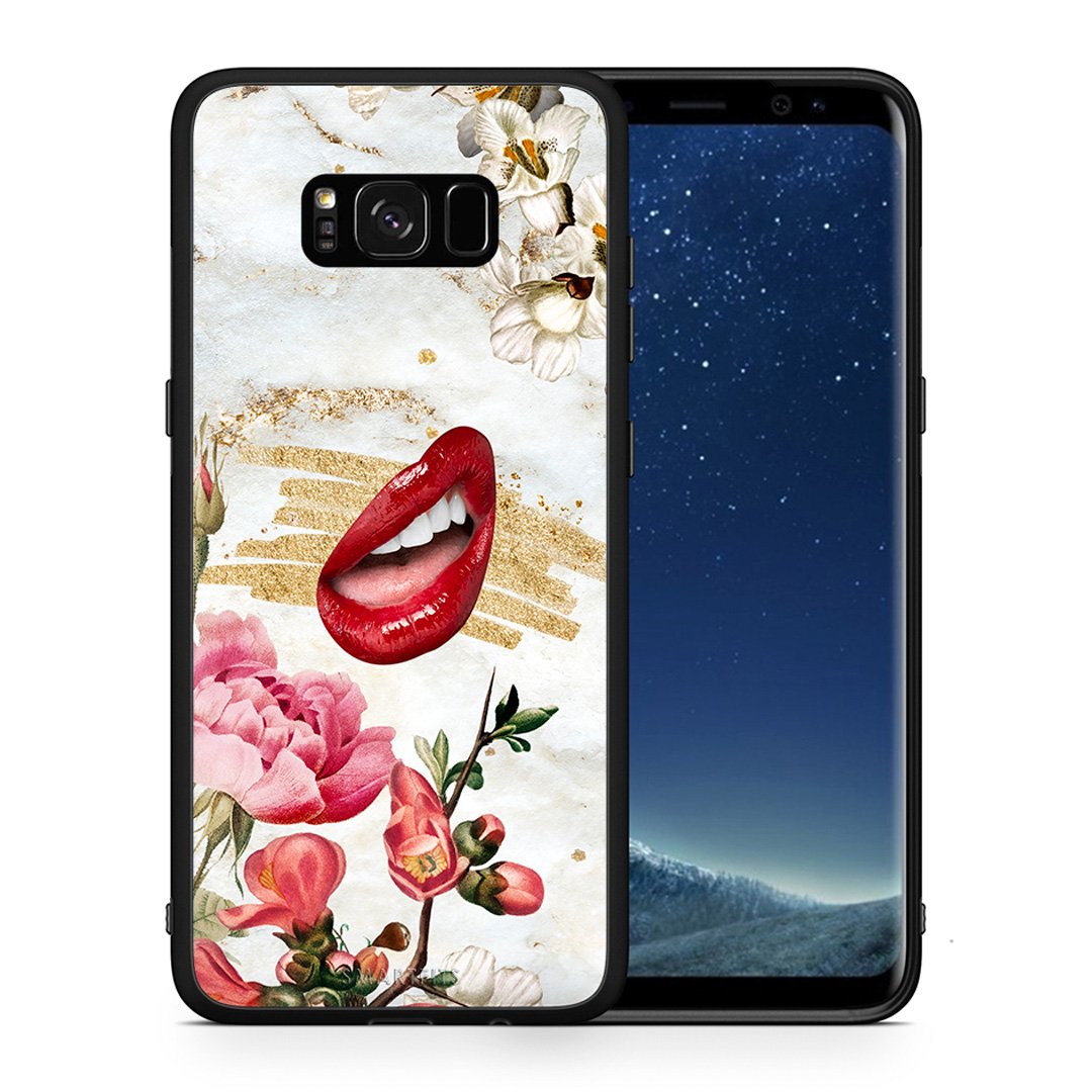 Θήκη Samsung S8 Red Lips από τη Smartfits με σχέδιο στο πίσω μέρος και μαύρο περίβλημα | Samsung S8 Red Lips case with colorful back and black bezels