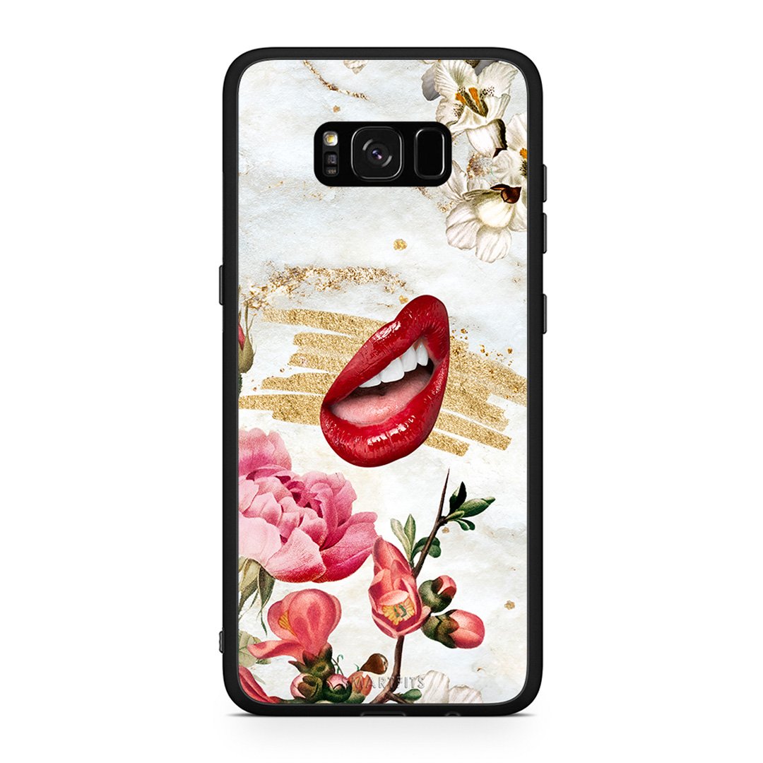 Samsung S8+ Red Lips θήκη από τη Smartfits με σχέδιο στο πίσω μέρος και μαύρο περίβλημα | Smartphone case with colorful back and black bezels by Smartfits