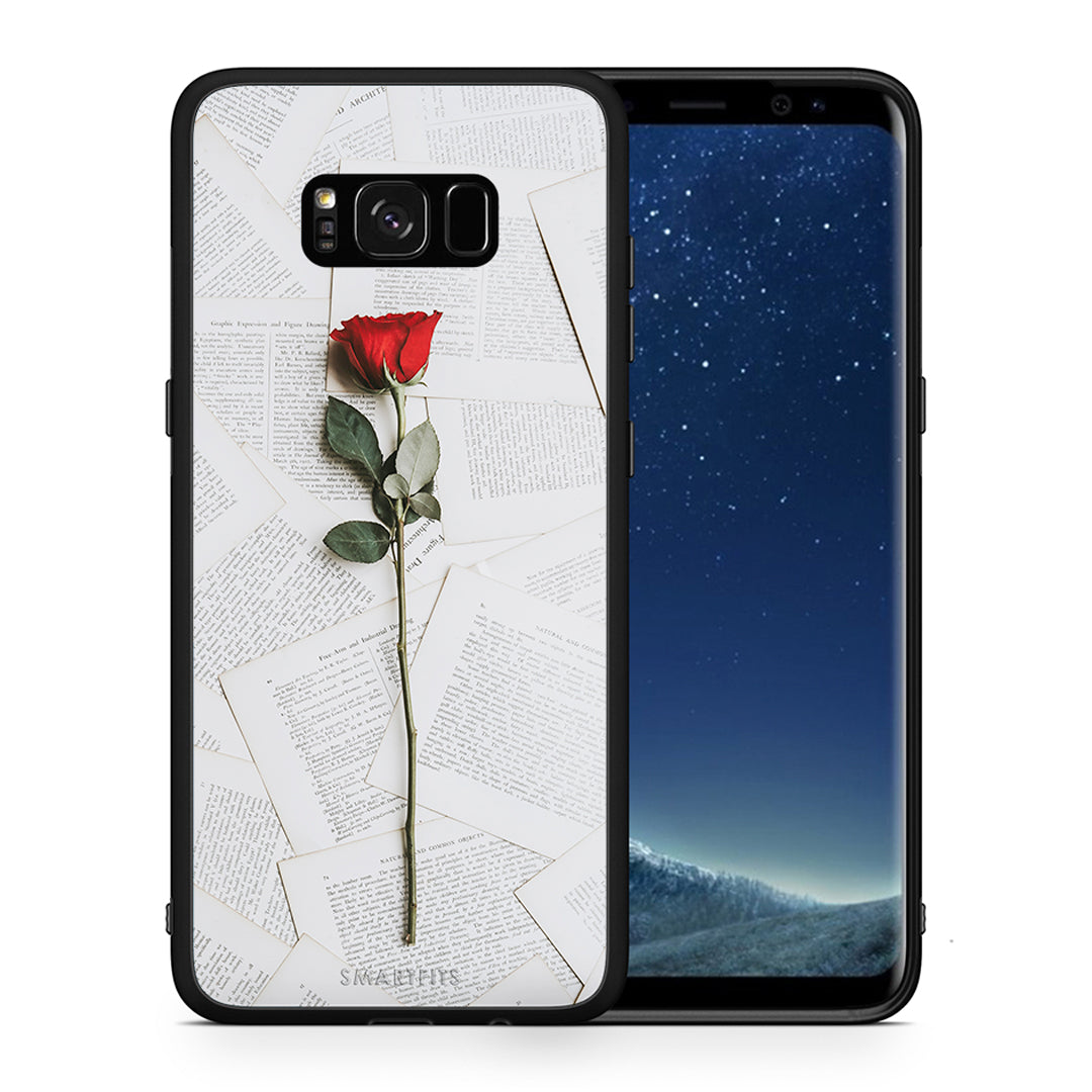Θήκη Samsung S8+ Red Rose από τη Smartfits με σχέδιο στο πίσω μέρος και μαύρο περίβλημα | Samsung S8+ Red Rose case with colorful back and black bezels
