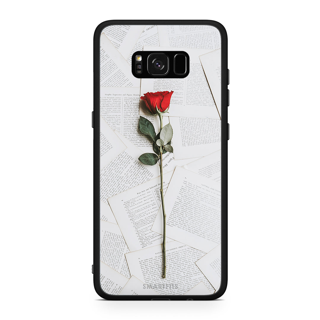 Samsung S8+ Red Rose θήκη από τη Smartfits με σχέδιο στο πίσω μέρος και μαύρο περίβλημα | Smartphone case with colorful back and black bezels by Smartfits