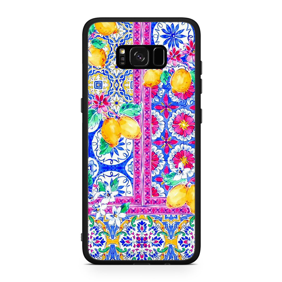 Samsung S8+ Retro Spring θήκη από τη Smartfits με σχέδιο στο πίσω μέρος και μαύρο περίβλημα | Smartphone case with colorful back and black bezels by Smartfits
