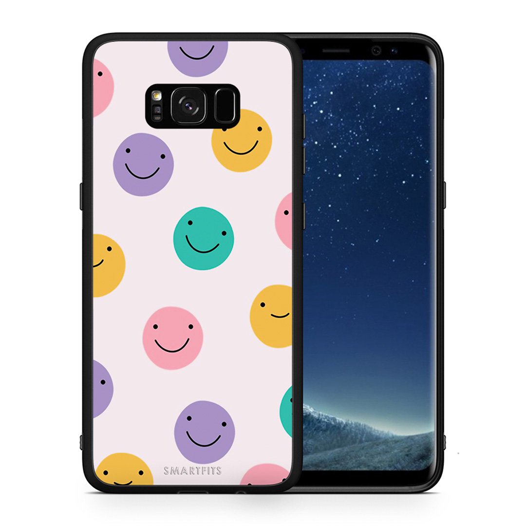 Θήκη Samsung S8+ Smiley Faces από τη Smartfits με σχέδιο στο πίσω μέρος και μαύρο περίβλημα | Samsung S8+ Smiley Faces case with colorful back and black bezels