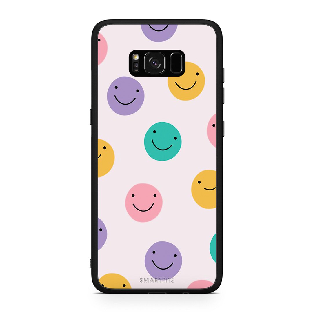 Samsung S8+ Smiley Faces θήκη από τη Smartfits με σχέδιο στο πίσω μέρος και μαύρο περίβλημα | Smartphone case with colorful back and black bezels by Smartfits