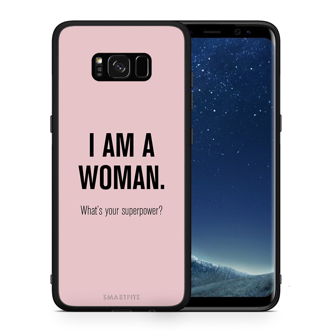 Θήκη Samsung S8+ Superpower Woman από τη Smartfits με σχέδιο στο πίσω μέρος και μαύρο περίβλημα | Samsung S8+ Superpower Woman case with colorful back and black bezels