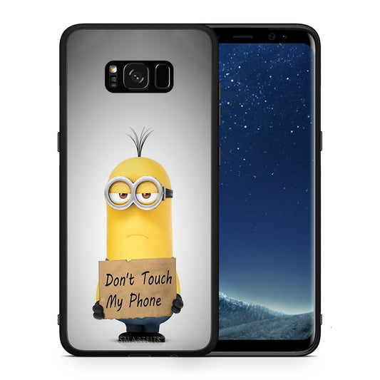 Θήκη Samsung S8+ Minion Text από τη Smartfits με σχέδιο στο πίσω μέρος και μαύρο περίβλημα | Samsung S8+ Minion Text case with colorful back and black bezels