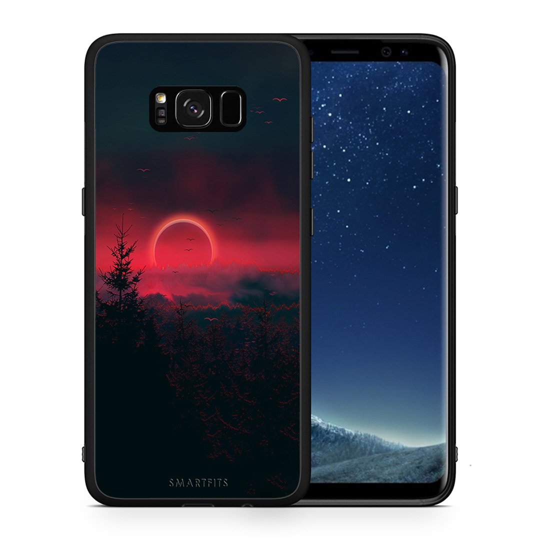 Θήκη Samsung S8 Sunset Tropic από τη Smartfits με σχέδιο στο πίσω μέρος και μαύρο περίβλημα | Samsung S8 Sunset Tropic case with colorful back and black bezels