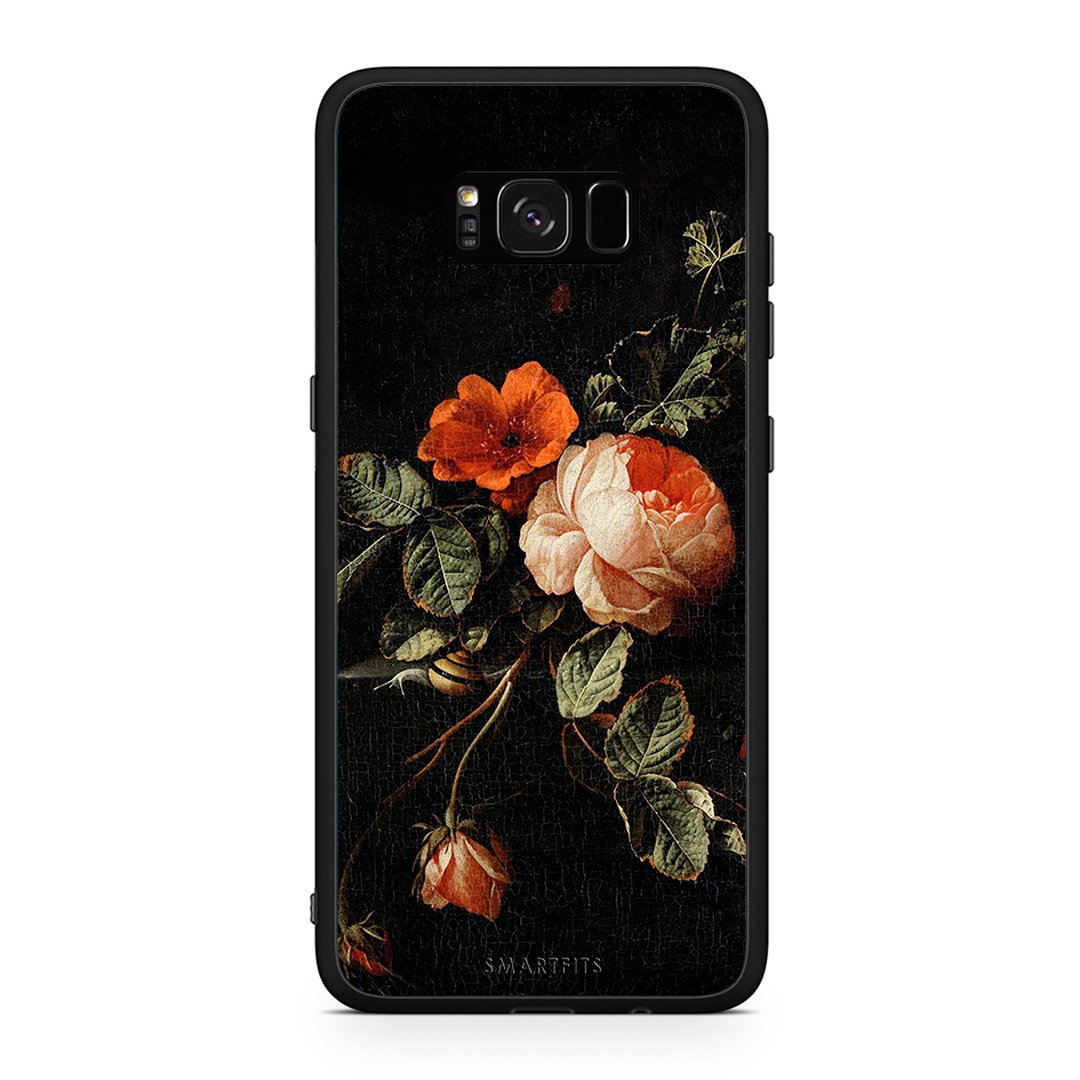 Samsung S8 Vintage Roses θήκη από τη Smartfits με σχέδιο στο πίσω μέρος και μαύρο περίβλημα | Smartphone case with colorful back and black bezels by Smartfits
