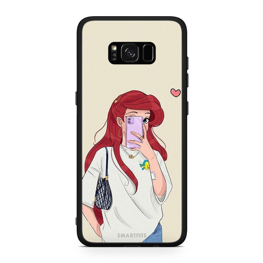 Samsung S8+ Walking Mermaid Θήκη από τη Smartfits με σχέδιο στο πίσω μέρος και μαύρο περίβλημα | Smartphone case with colorful back and black bezels by Smartfits