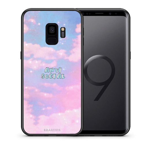 Θήκη Αγίου Βαλεντίνου Samsung S9 Anti Social από τη Smartfits με σχέδιο στο πίσω μέρος και μαύρο περίβλημα | Samsung S9 Anti Social case with colorful back and black bezels