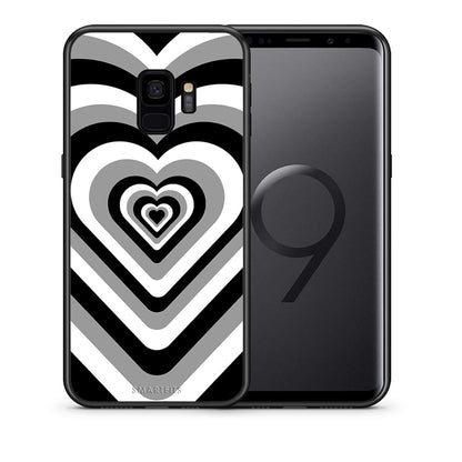 Θήκη Samsung S9 Black Hearts από τη Smartfits με σχέδιο στο πίσω μέρος και μαύρο περίβλημα | Samsung S9 Black Hearts case with colorful back and black bezels