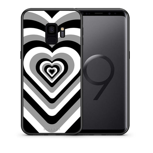 Θήκη Samsung S9 Black Hearts από τη Smartfits με σχέδιο στο πίσω μέρος και μαύρο περίβλημα | Samsung S9 Black Hearts case with colorful back and black bezels