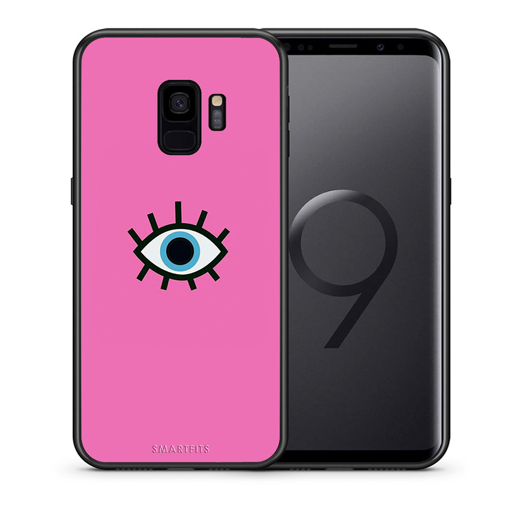 Θήκη Samsung S9 Blue Eye Pink από τη Smartfits με σχέδιο στο πίσω μέρος και μαύρο περίβλημα | Samsung S9 Blue Eye Pink case with colorful back and black bezels