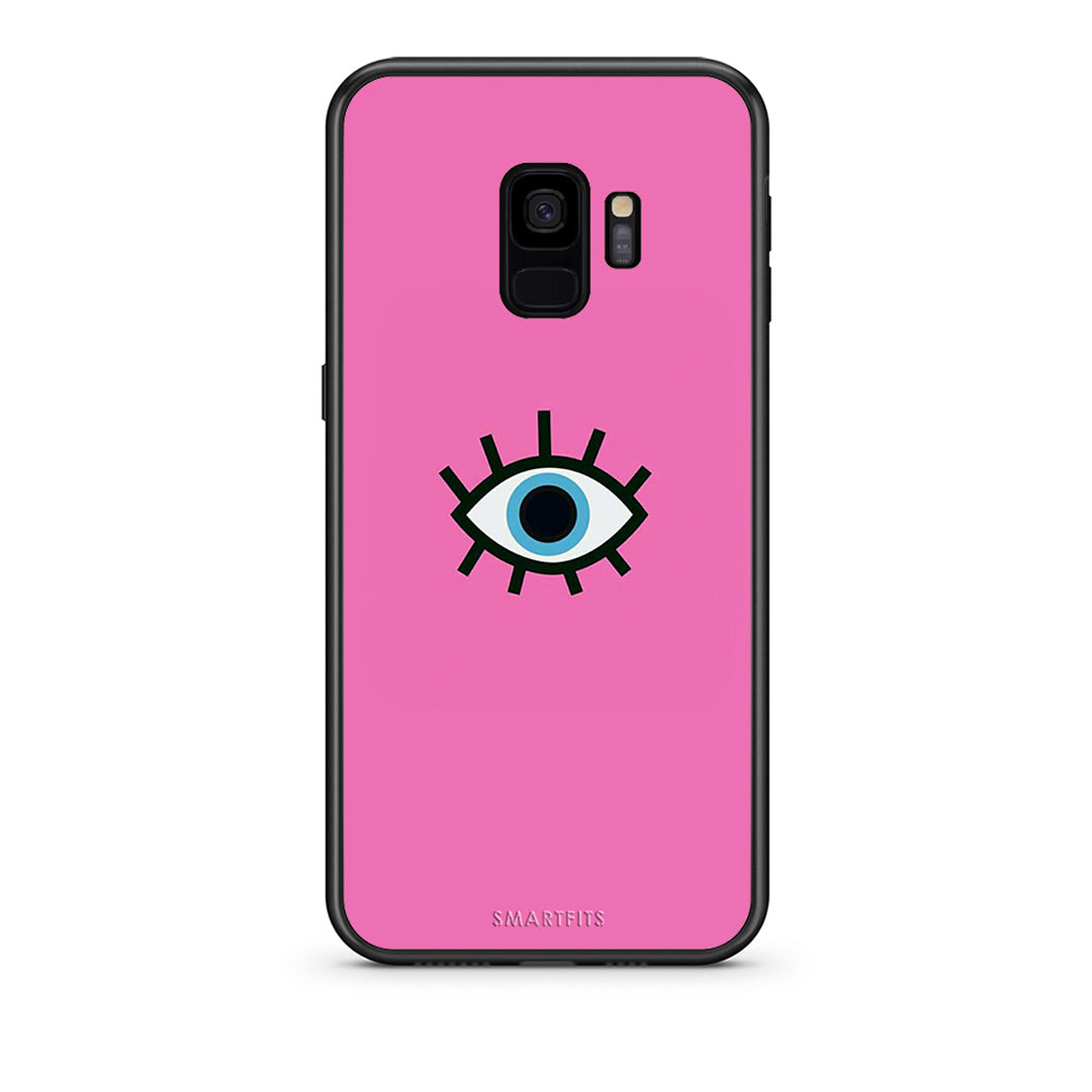 samsung s9 Blue Eye Pink θήκη από τη Smartfits με σχέδιο στο πίσω μέρος και μαύρο περίβλημα | Smartphone case with colorful back and black bezels by Smartfits