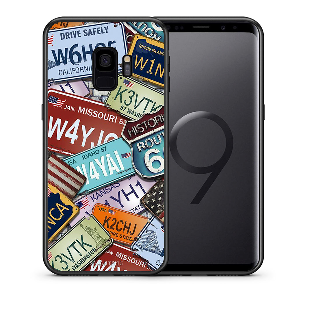 Θήκη Samsung S9 Car Plates από τη Smartfits με σχέδιο στο πίσω μέρος και μαύρο περίβλημα | Samsung S9 Car Plates case with colorful back and black bezels