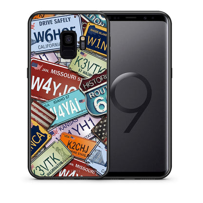 Θήκη Samsung S9 Car Plates από τη Smartfits με σχέδιο στο πίσω μέρος και μαύρο περίβλημα | Samsung S9 Car Plates case with colorful back and black bezels