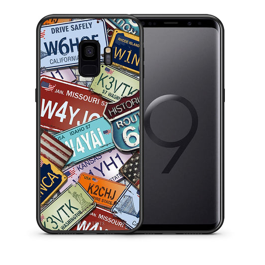 Θήκη Samsung S9 Car Plates από τη Smartfits με σχέδιο στο πίσω μέρος και μαύρο περίβλημα | Samsung S9 Car Plates case with colorful back and black bezels
