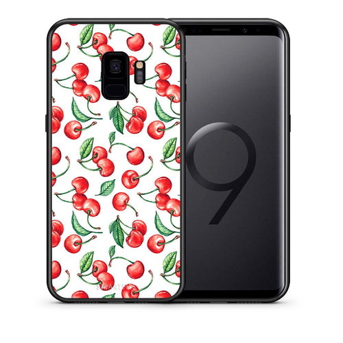 Θήκη Samsung S9 Cherry Summer από τη Smartfits με σχέδιο στο πίσω μέρος και μαύρο περίβλημα | Samsung S9 Cherry Summer case with colorful back and black bezels