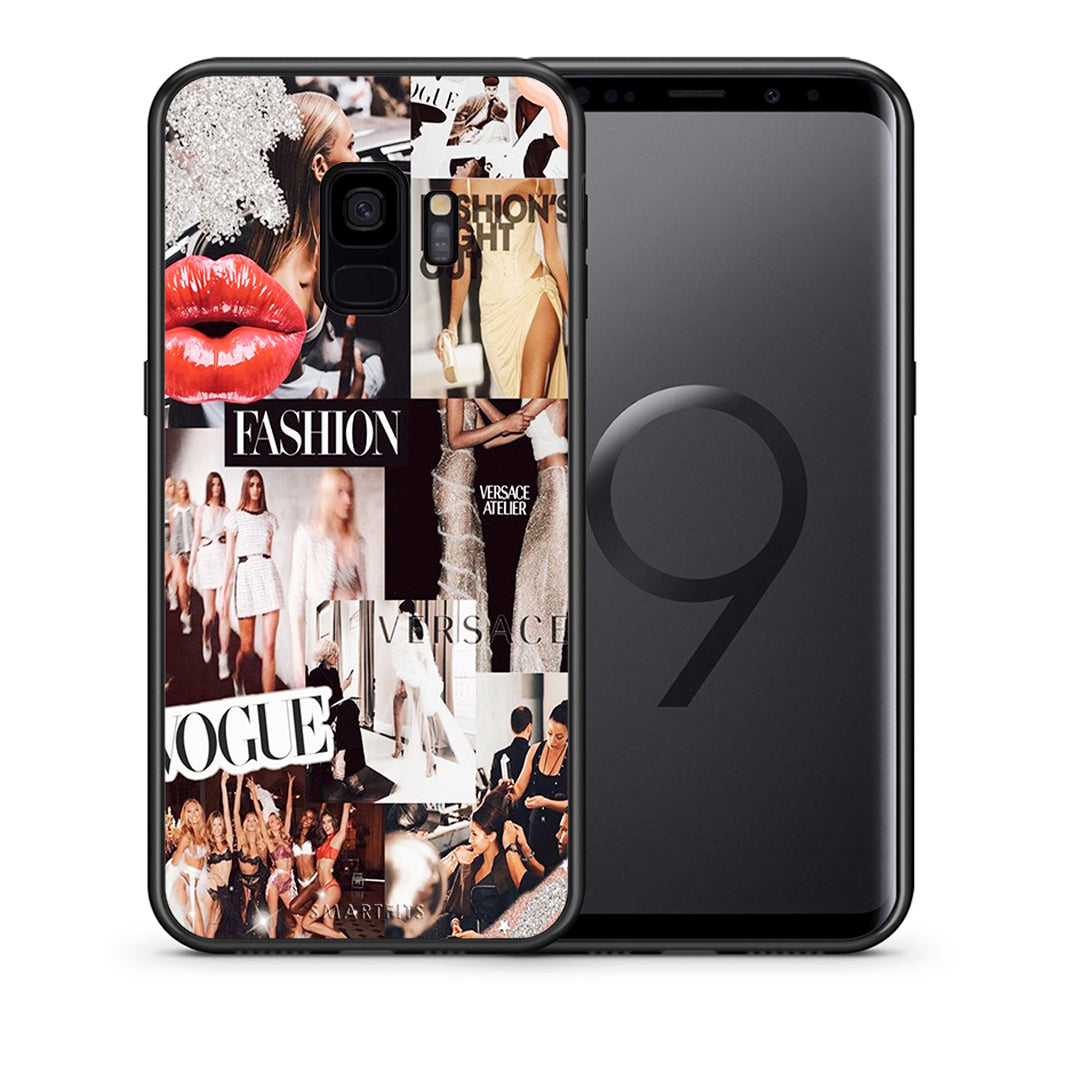 Θήκη Αγίου Βαλεντίνου Samsung S9 Collage Fashion από τη Smartfits με σχέδιο στο πίσω μέρος και μαύρο περίβλημα | Samsung S9 Collage Fashion case with colorful back and black bezels