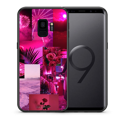 Θήκη Αγίου Βαλεντίνου Samsung S9 Collage Red Roses από τη Smartfits με σχέδιο στο πίσω μέρος και μαύρο περίβλημα | Samsung S9 Collage Red Roses case with colorful back and black bezels