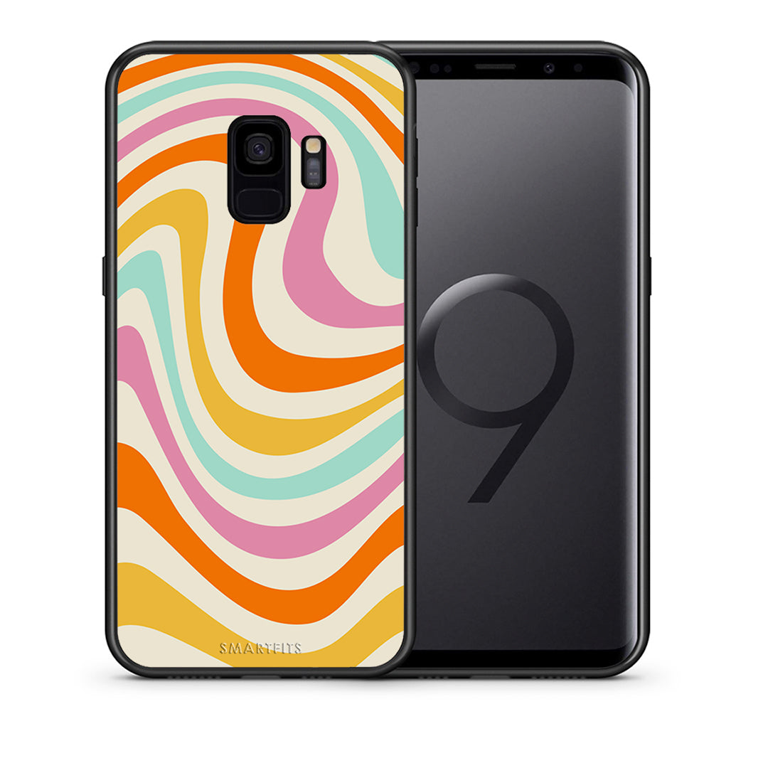 Θήκη Samsung S9 Colourful Waves από τη Smartfits με σχέδιο στο πίσω μέρος και μαύρο περίβλημα | Samsung S9 Colourful Waves case with colorful back and black bezels