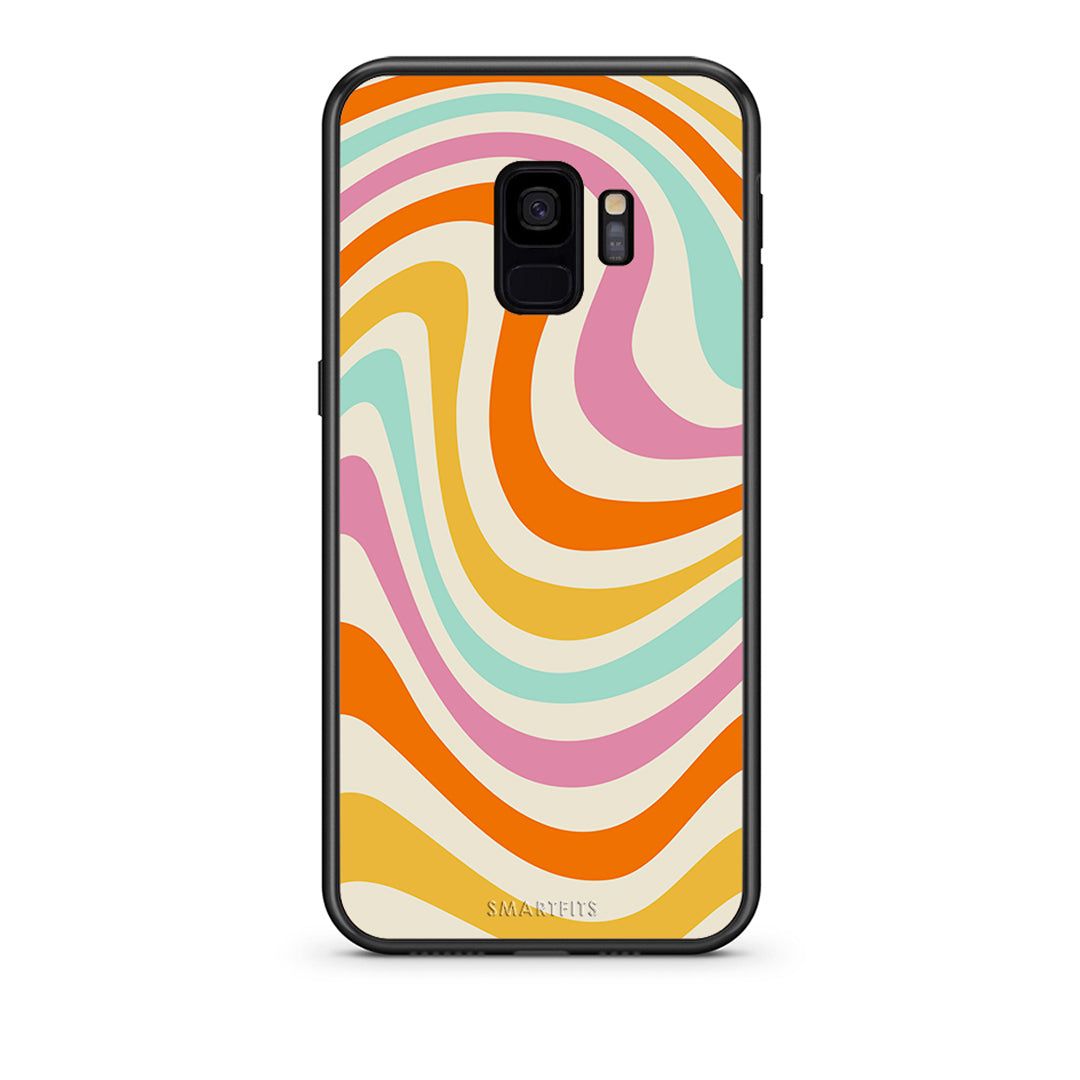 samsung s9 Colourful Waves θήκη από τη Smartfits με σχέδιο στο πίσω μέρος και μαύρο περίβλημα | Smartphone case with colorful back and black bezels by Smartfits