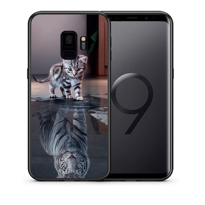 Θήκη Samsung S9 Tiger Cute από τη Smartfits με σχέδιο στο πίσω μέρος και μαύρο περίβλημα | Samsung S9 Tiger Cute case with colorful back and black bezels