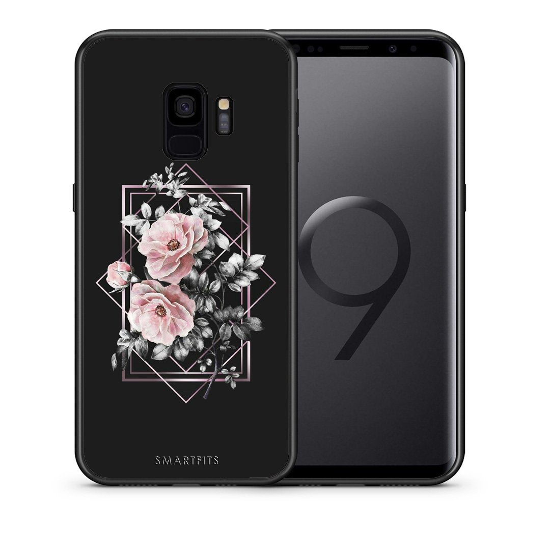 Θήκη Samsung S9 Frame Flower από τη Smartfits με σχέδιο στο πίσω μέρος και μαύρο περίβλημα | Samsung S9 Frame Flower case with colorful back and black bezels