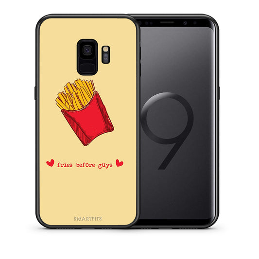 Θήκη Αγίου Βαλεντίνου Samsung S9 Fries Before Guys από τη Smartfits με σχέδιο στο πίσω μέρος και μαύρο περίβλημα | Samsung S9 Fries Before Guys case with colorful back and black bezels