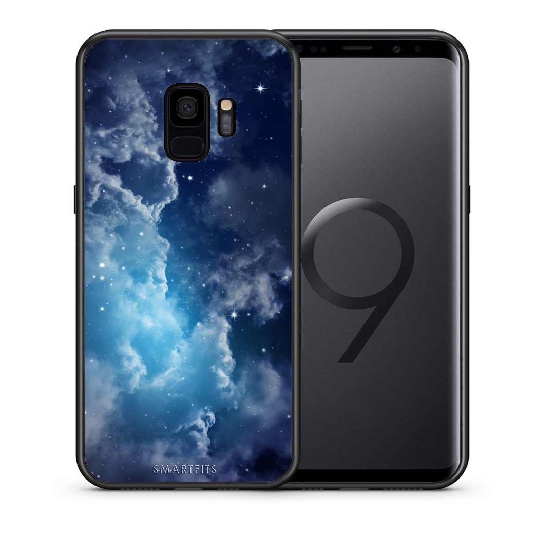 Θήκη Samsung S9 Blue Sky Galaxy από τη Smartfits με σχέδιο στο πίσω μέρος και μαύρο περίβλημα | Samsung S9 Blue Sky Galaxy case with colorful back and black bezels