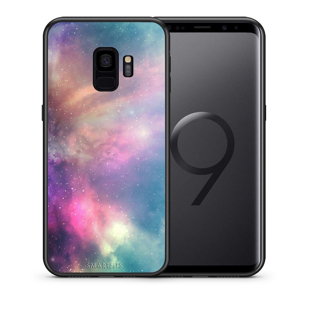 Θήκη Samsung S9 Rainbow Galaxy από τη Smartfits με σχέδιο στο πίσω μέρος και μαύρο περίβλημα | Samsung S9 Rainbow Galaxy case with colorful back and black bezels
