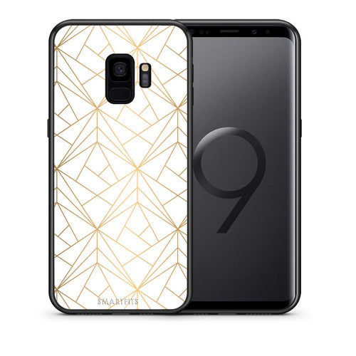 Θήκη Samsung S9 Luxury White Geometric από τη Smartfits με σχέδιο στο πίσω μέρος και μαύρο περίβλημα | Samsung S9 Luxury White Geometric case with colorful back and black bezels