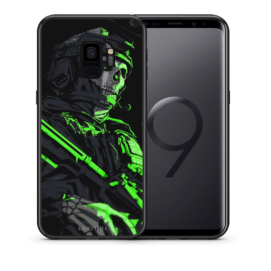 Θήκη Αγίου Βαλεντίνου Samsung S9 Green Soldier από τη Smartfits με σχέδιο στο πίσω μέρος και μαύρο περίβλημα | Samsung S9 Green Soldier case with colorful back and black bezels