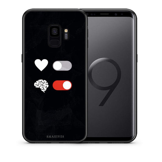 Θήκη Αγίου Βαλεντίνου Samsung S9 Heart Vs Brain από τη Smartfits με σχέδιο στο πίσω μέρος και μαύρο περίβλημα | Samsung S9 Heart Vs Brain case with colorful back and black bezels