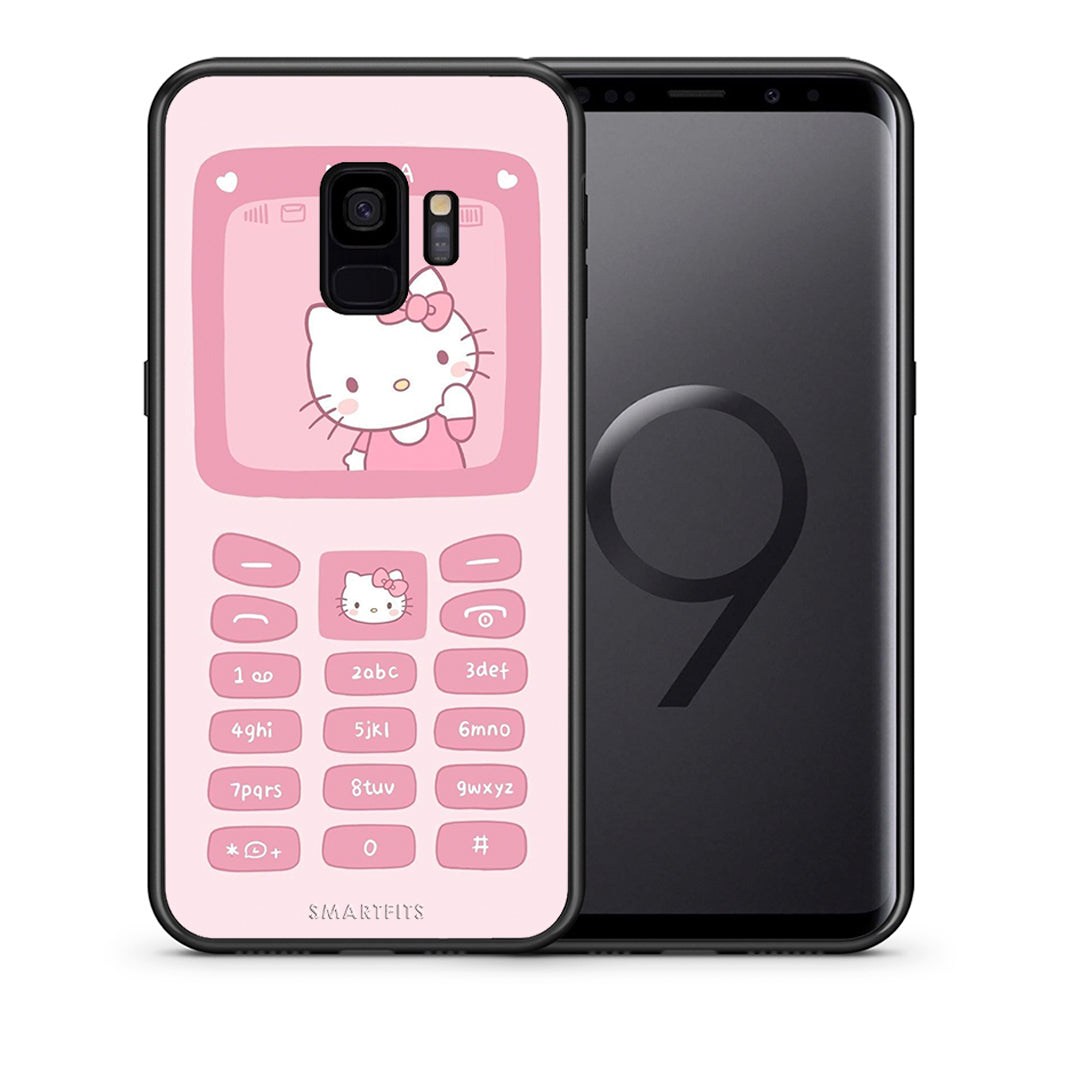 Θήκη Αγίου Βαλεντίνου Samsung S9 Hello Kitten από τη Smartfits με σχέδιο στο πίσω μέρος και μαύρο περίβλημα | Samsung S9 Hello Kitten case with colorful back and black bezels