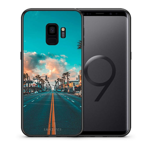 Θήκη Samsung S9 City Landscape από τη Smartfits με σχέδιο στο πίσω μέρος και μαύρο περίβλημα | Samsung S9 City Landscape case with colorful back and black bezels