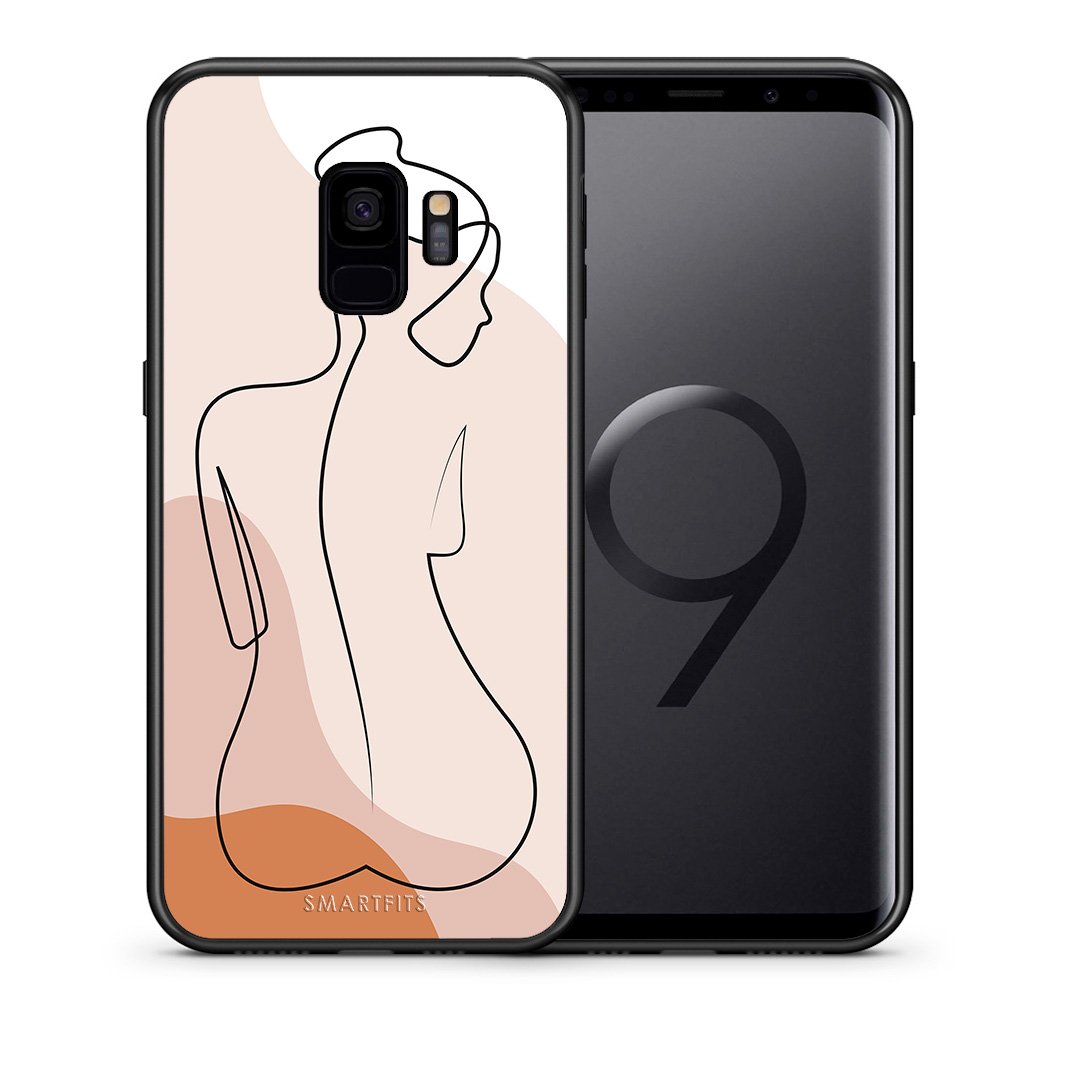 Θήκη Samsung S9 LineArt Woman από τη Smartfits με σχέδιο στο πίσω μέρος και μαύρο περίβλημα | Samsung S9 LineArt Woman case with colorful back and black bezels