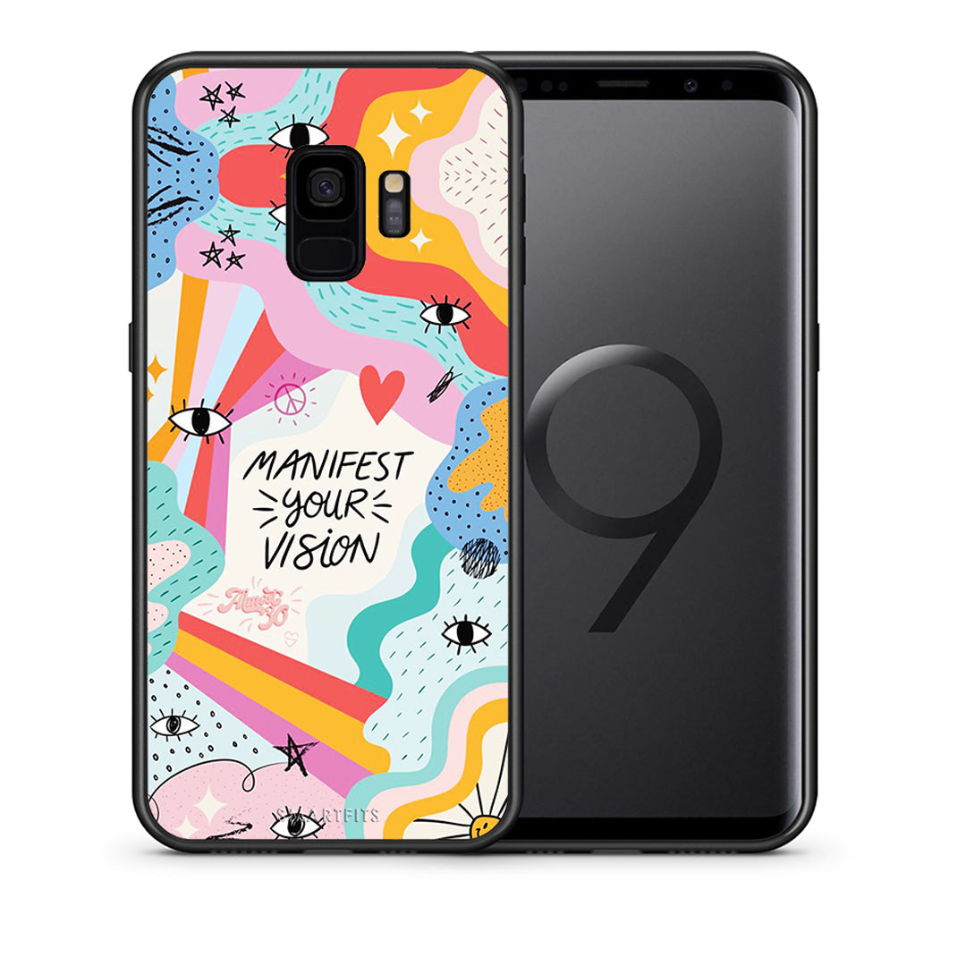 Θήκη Samsung S9 Manifest Your Vision από τη Smartfits με σχέδιο στο πίσω μέρος και μαύρο περίβλημα | Samsung S9 Manifest Your Vision case with colorful back and black bezels