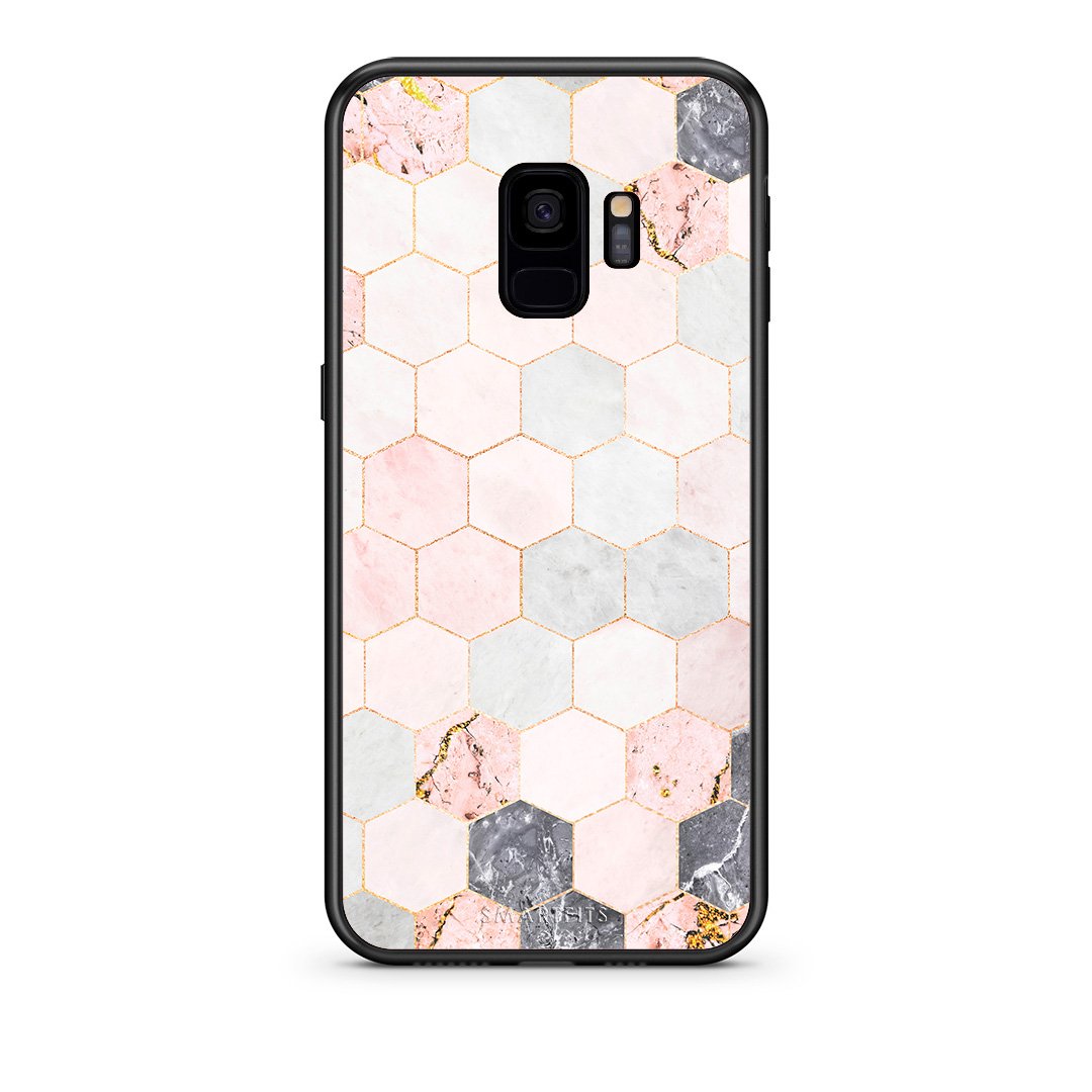 4 - samsung s9 Hexagon Pink Marble case, cover, bumper